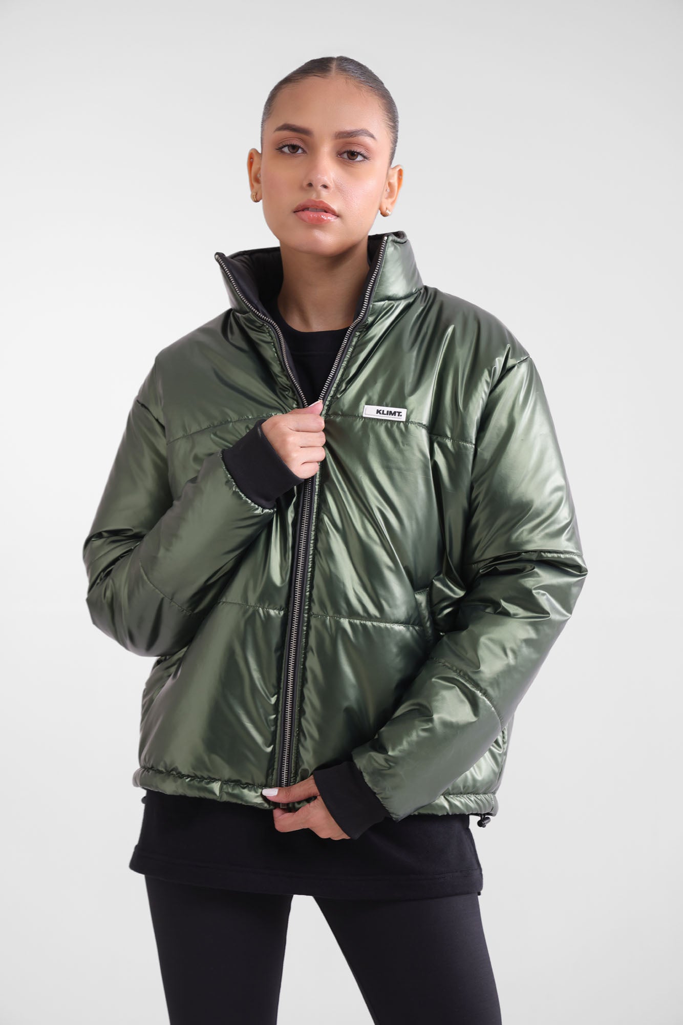 Green Metallic Puffer Jacket