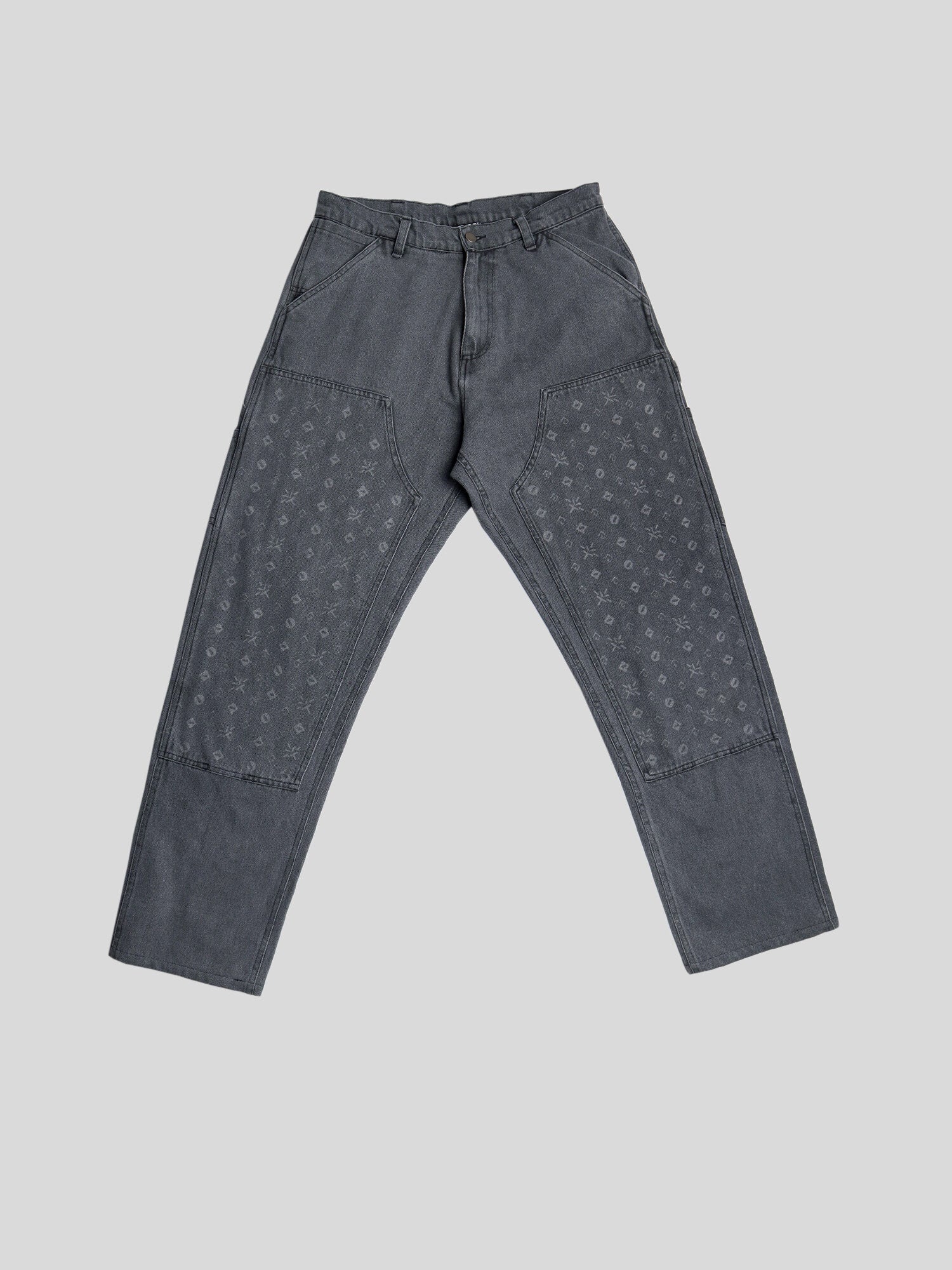 Double Knee Engraved Denim Jeans