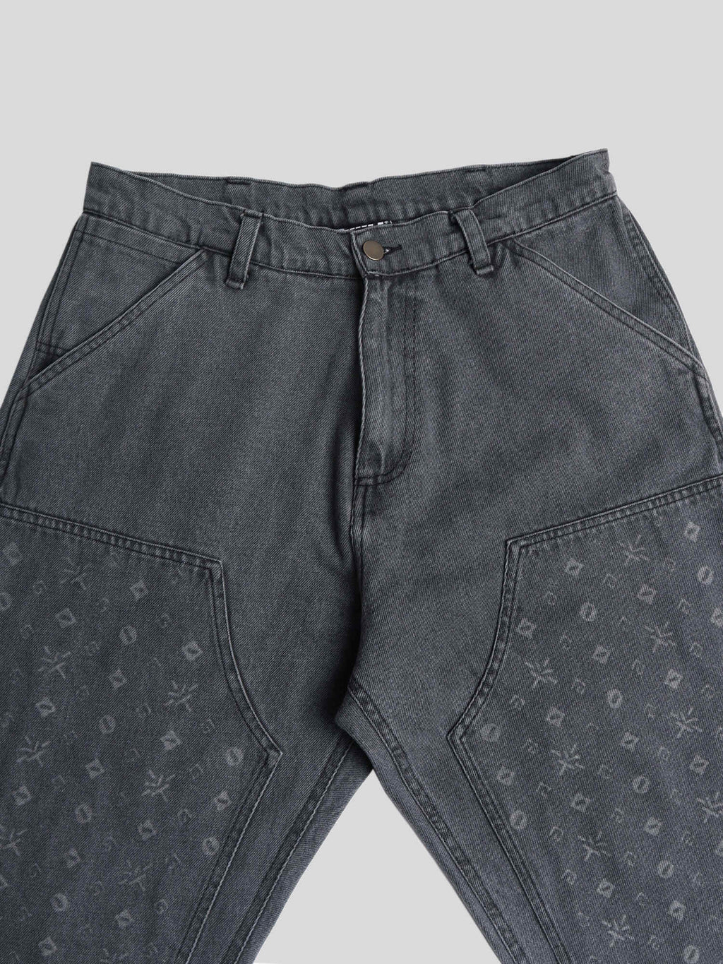 Double Knee Engraved Denim Jeans
