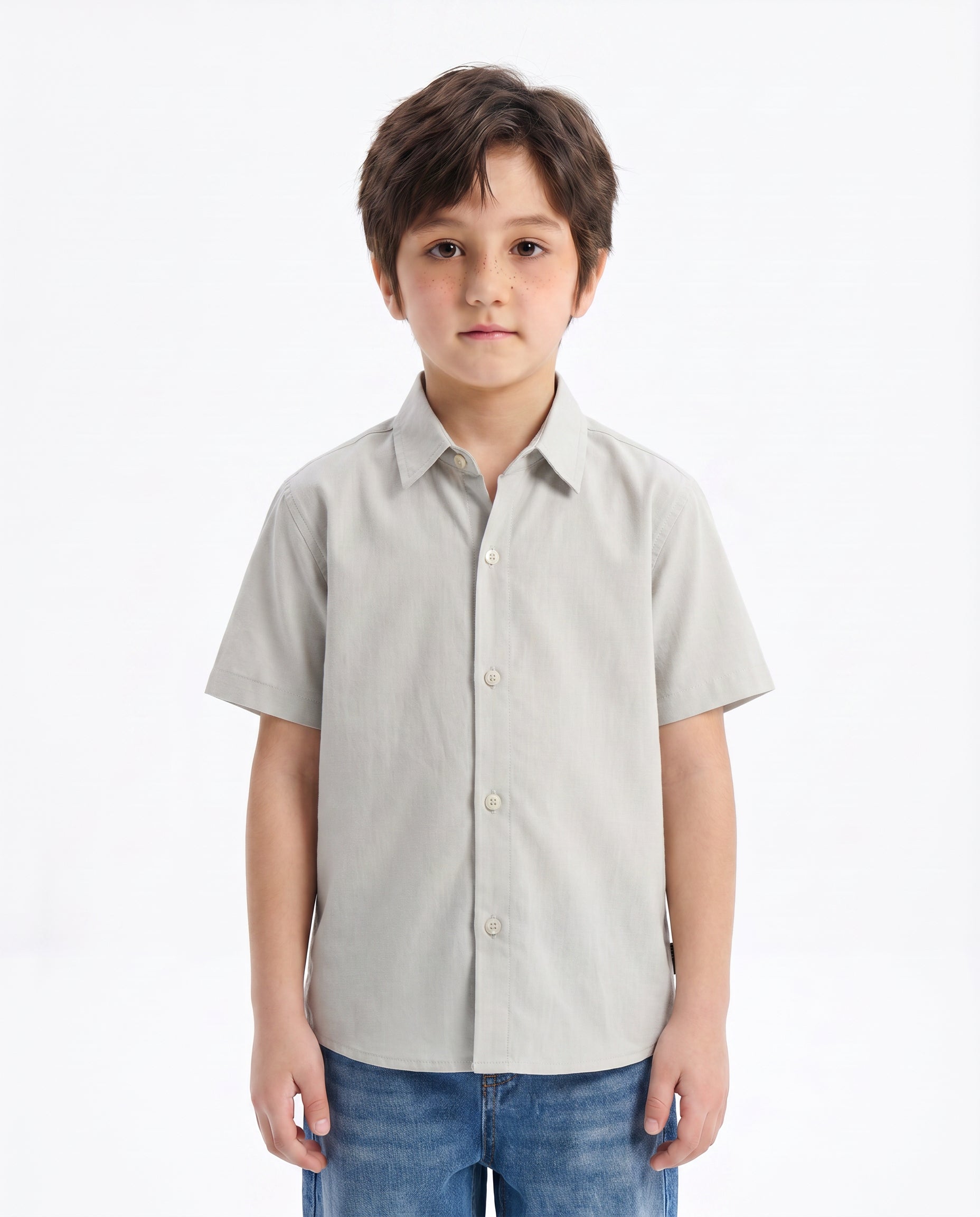 Grey Linen Shirt - Kids
