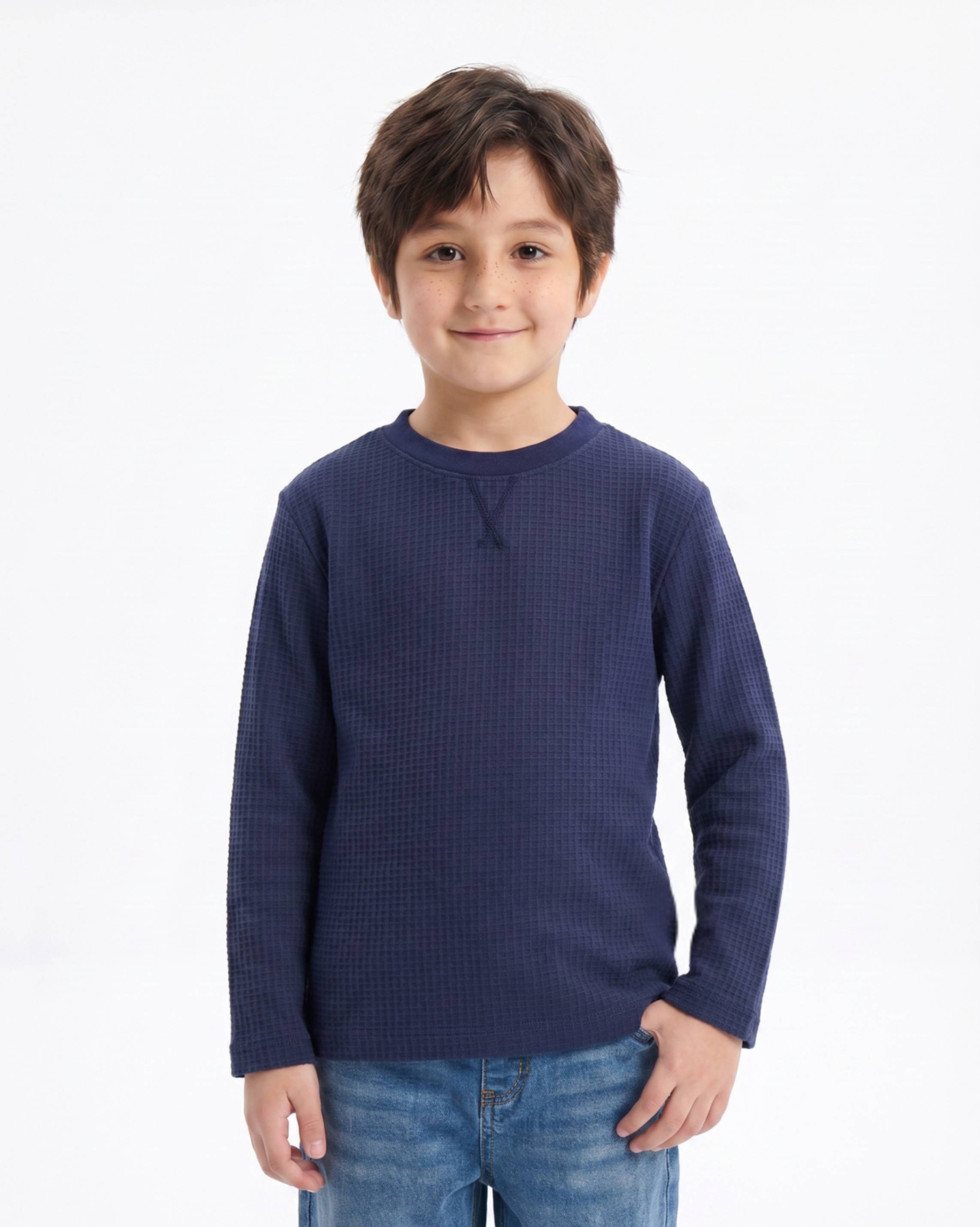 Waffle Knit Full Sleeves - 2 Colours - Kids