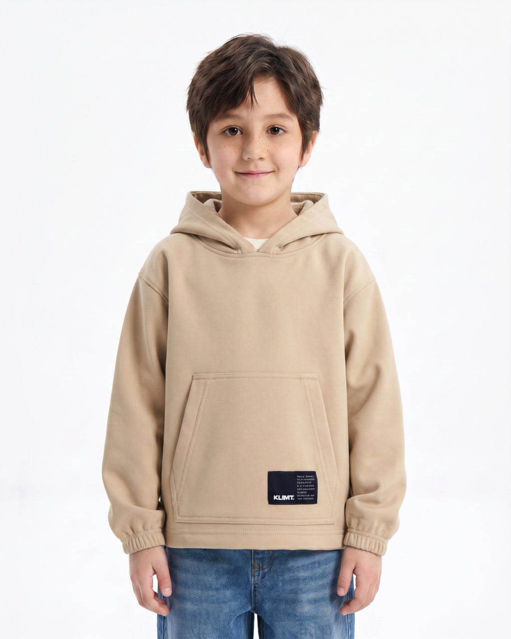 Beige Tech Fleece Hoodie - Kids