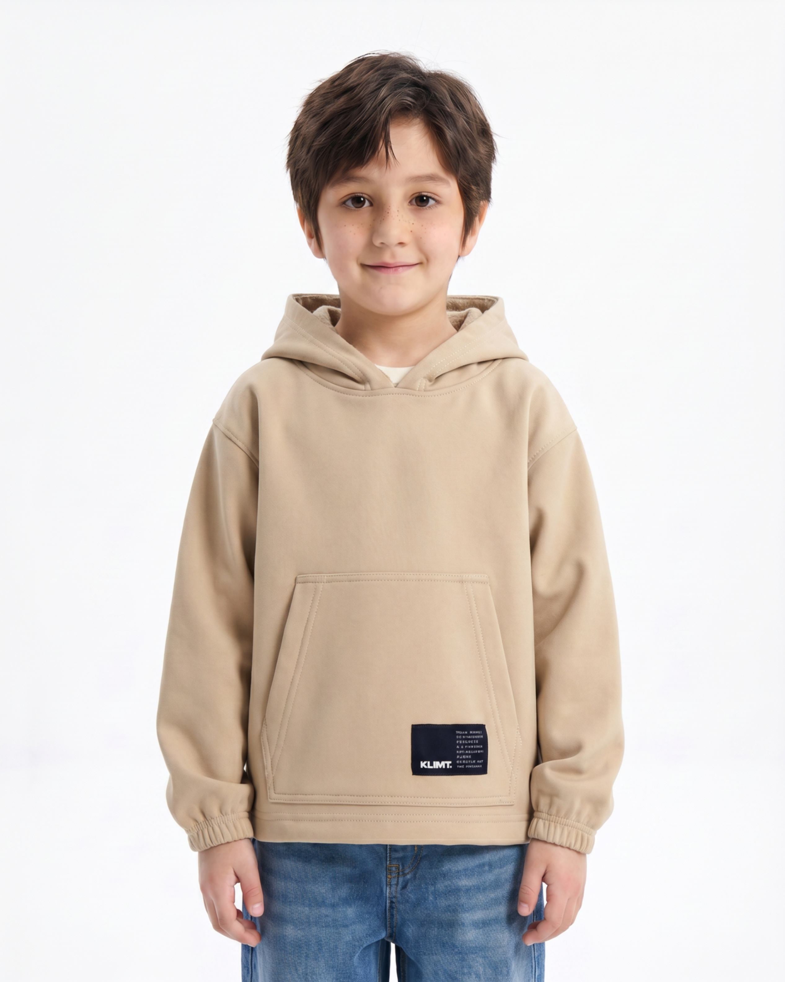 Beige Tech Fleece Hoodie - Kids