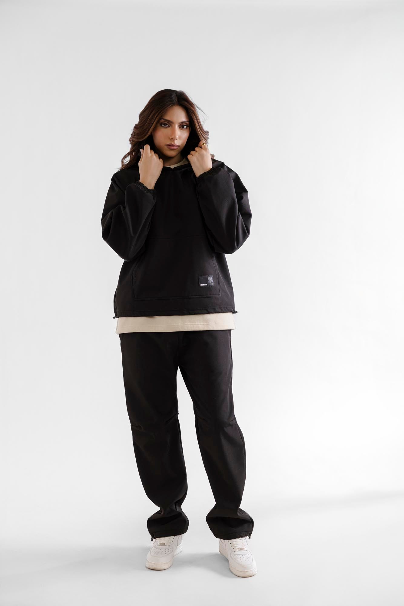 Water Repellent Tech Fleece Hoodie - Black