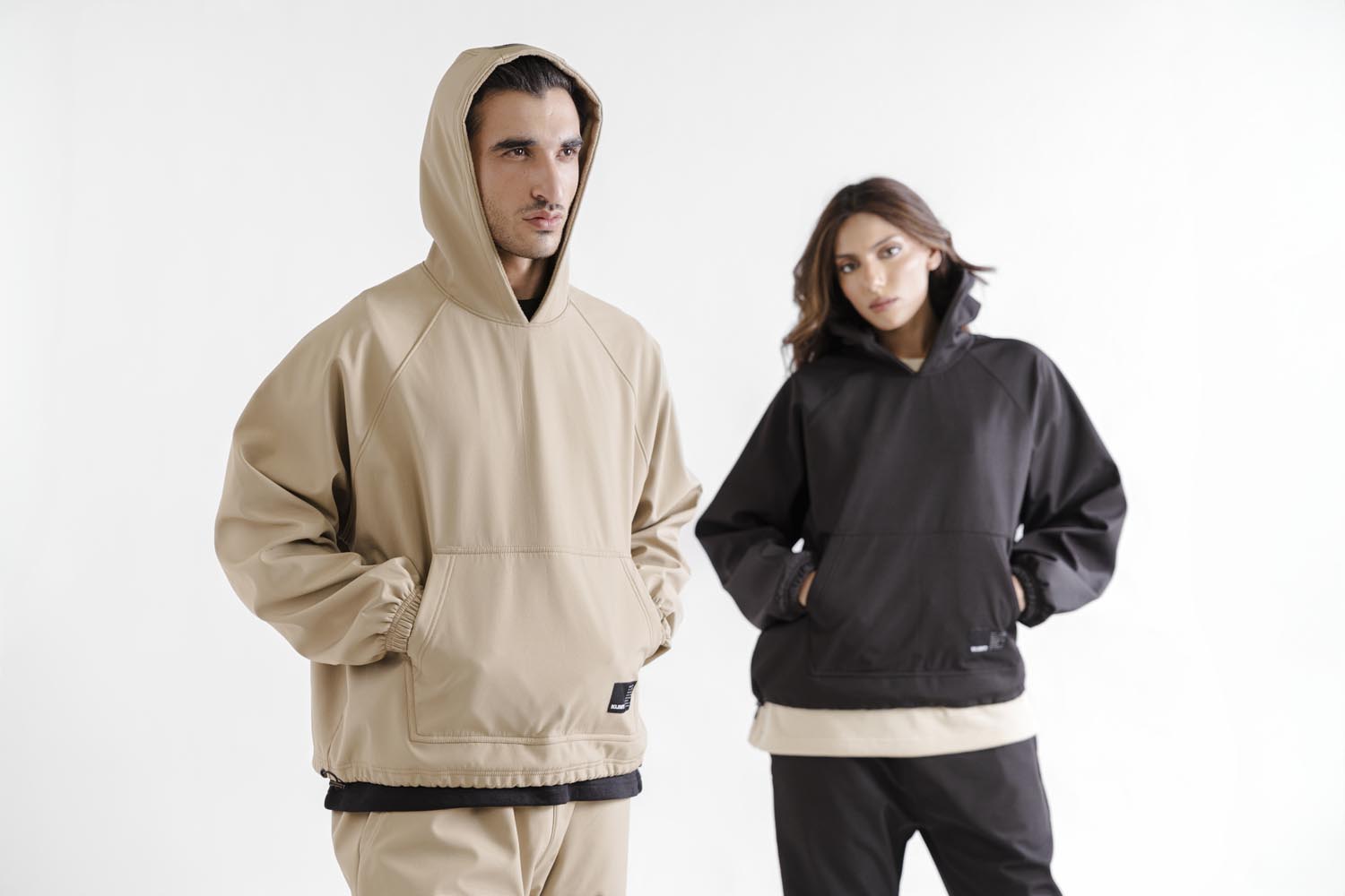 Water Repellent Tech Fleece Hoodie - Beige