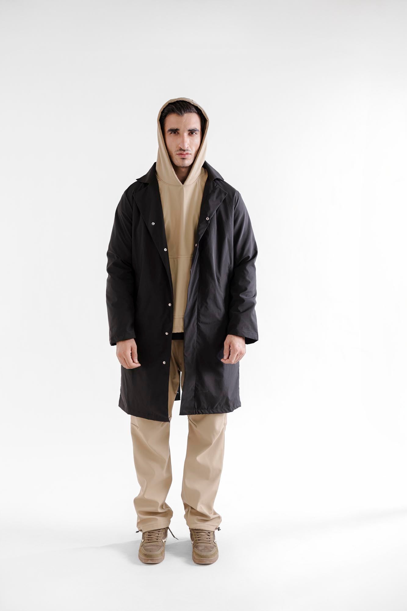 Water Repellent Tech Fleece Hoodie - Beige