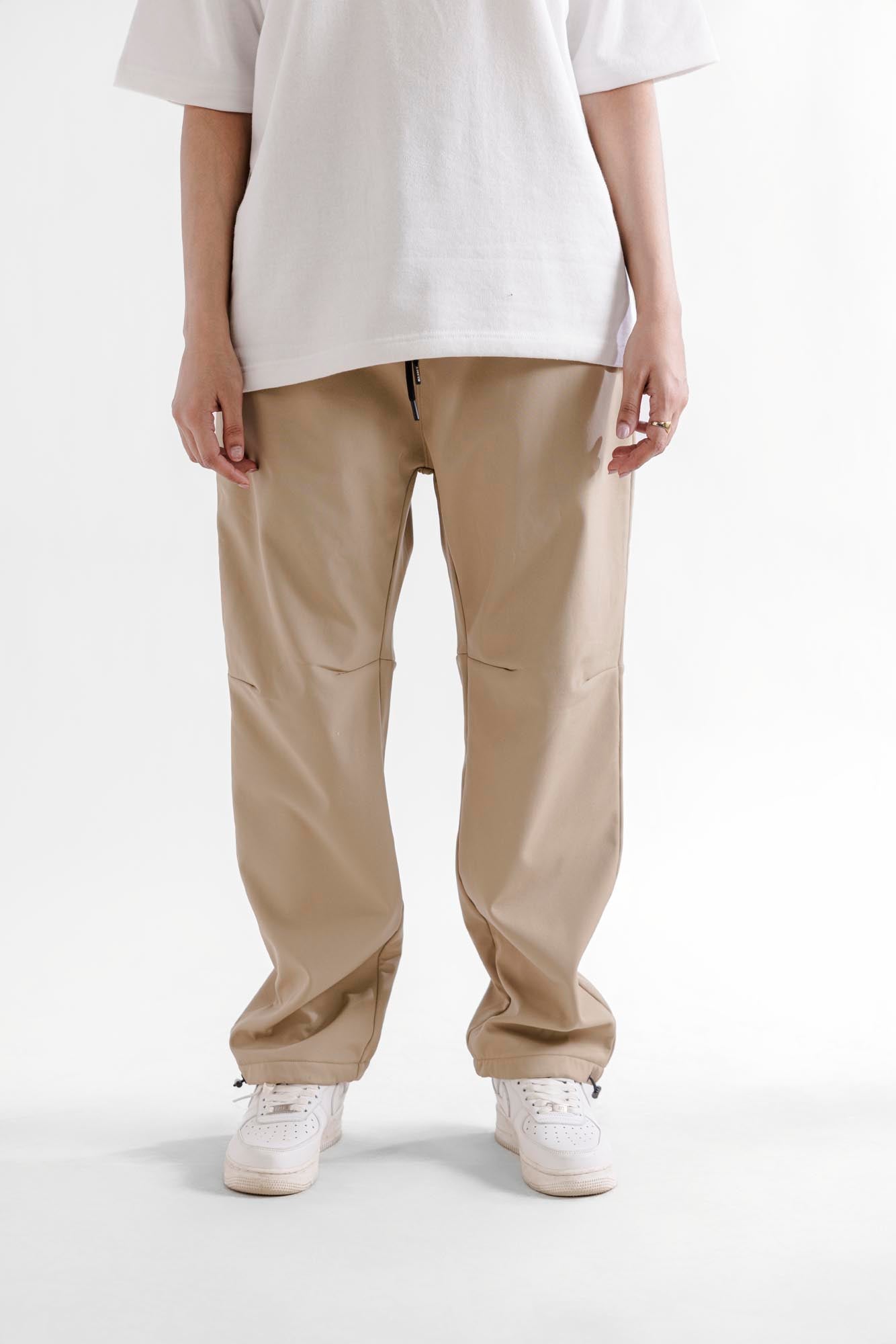 beige tech fleece pants