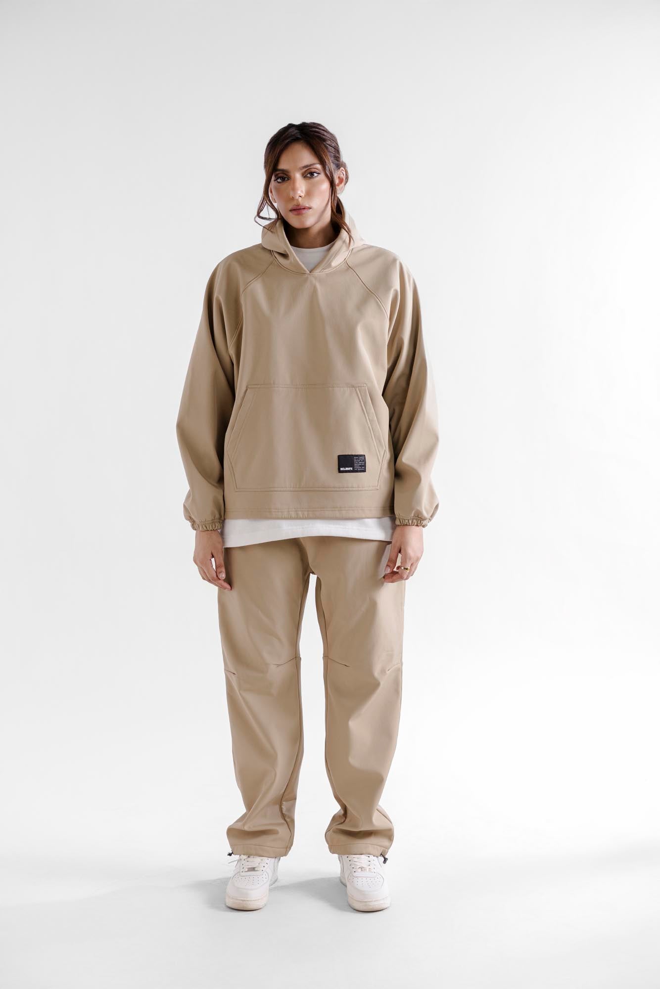 Water Repellent Tech Fleece Hoodie - Beige
