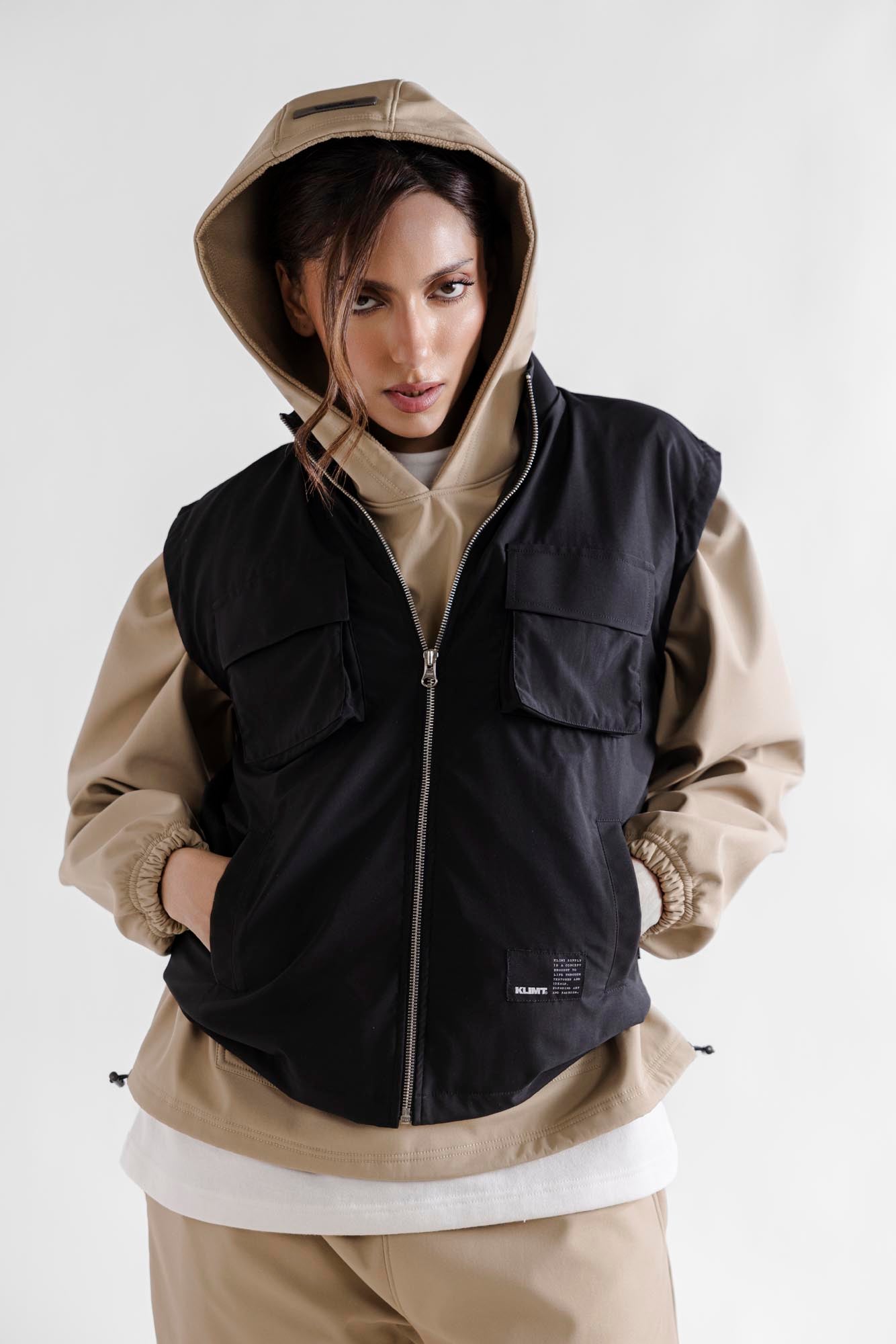 Water Repellent Tech Fleece Hoodie - Beige