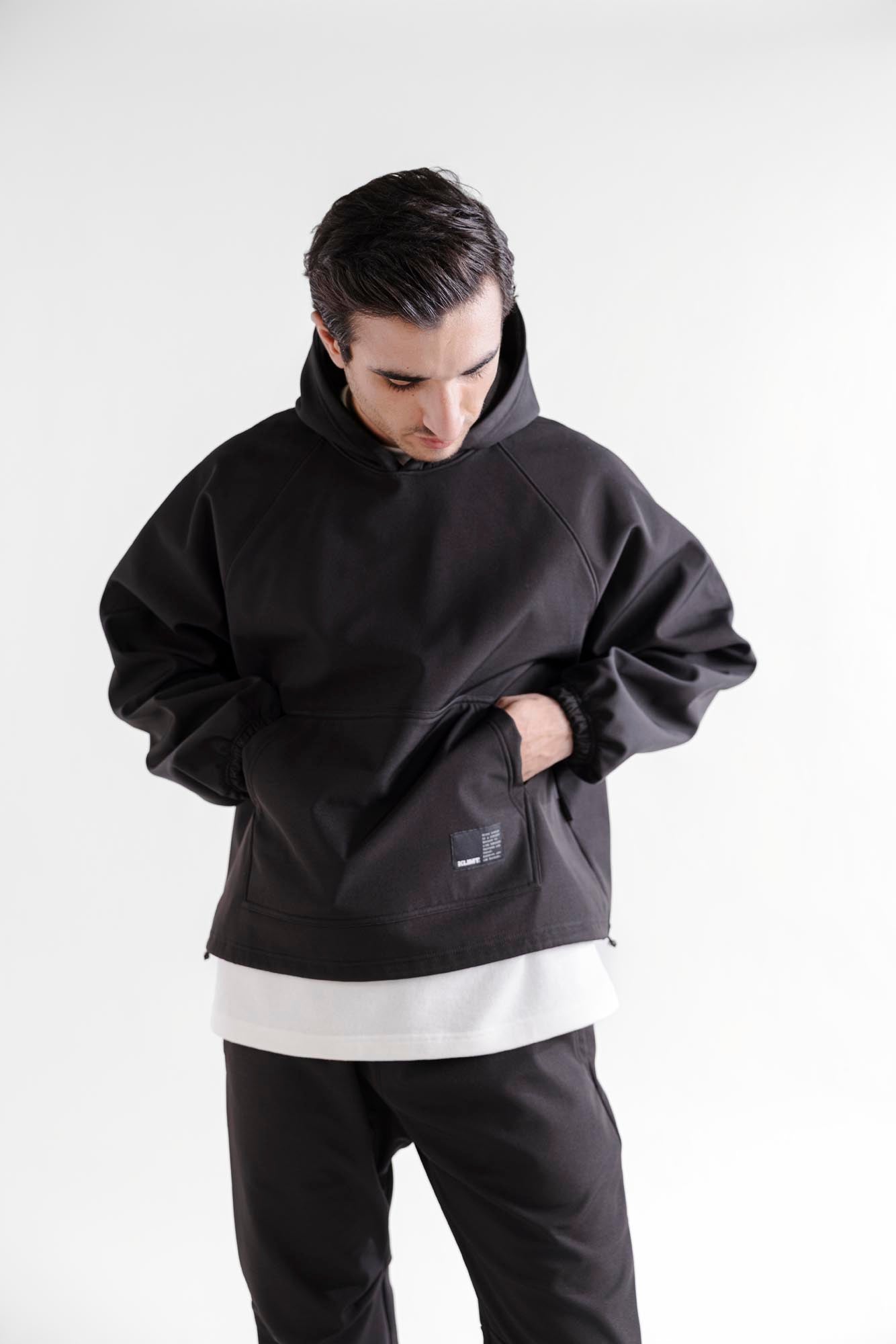 Water Repellent Tech Fleece Hoodie - Black