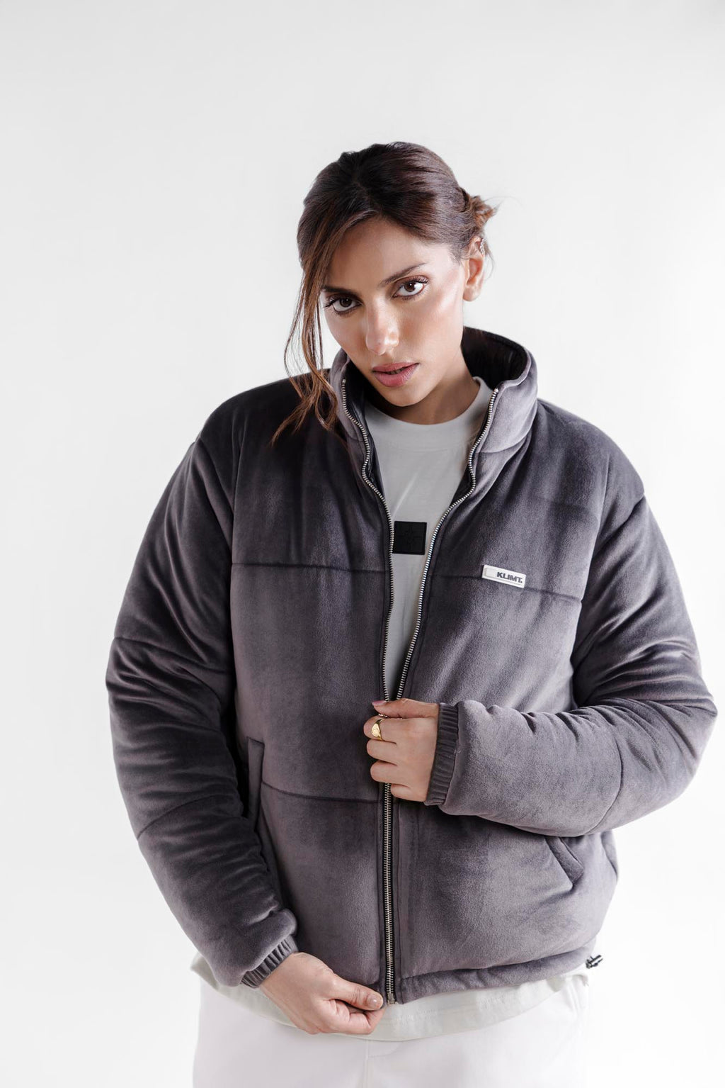 Velour Puffer Jacket
