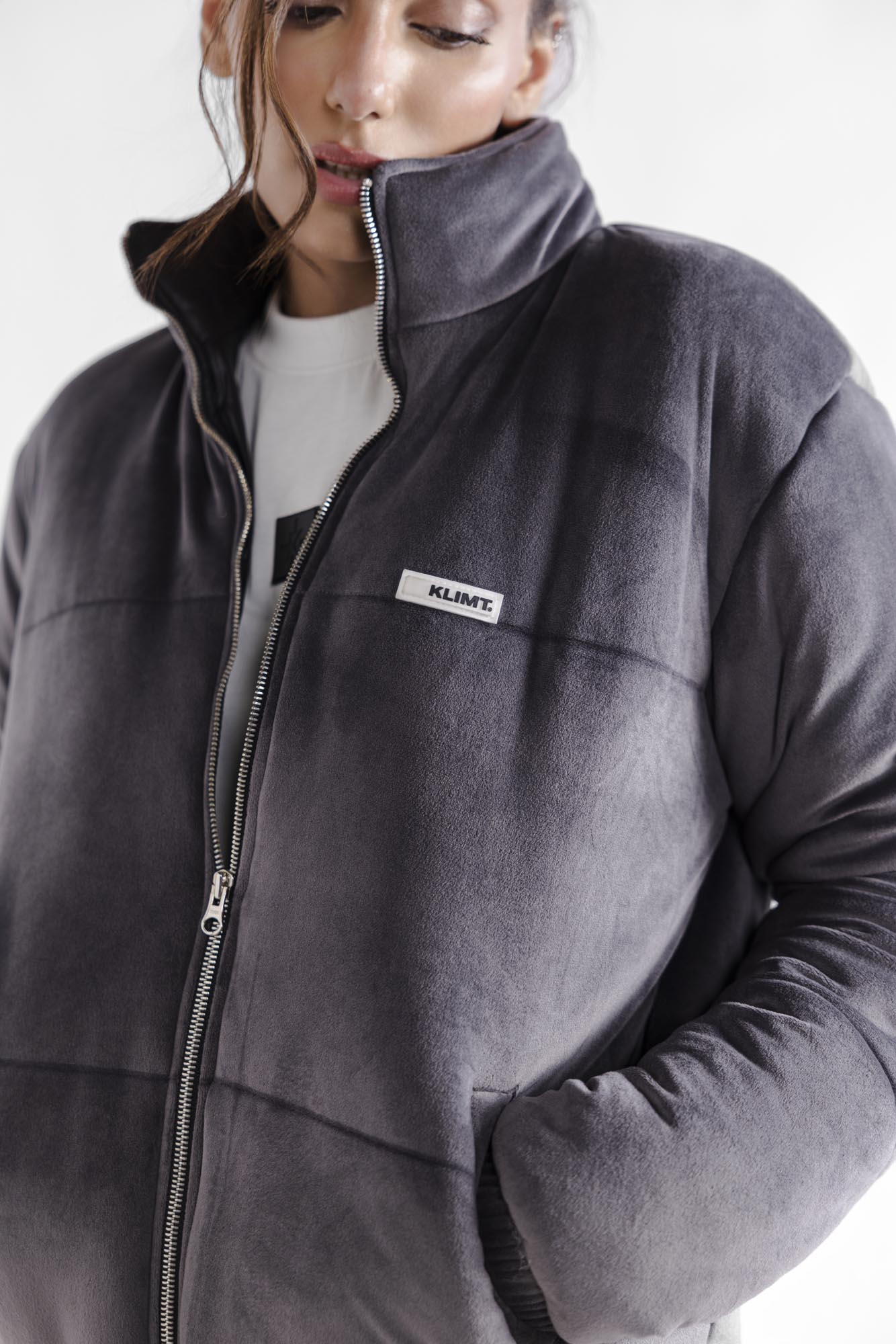 Velour Puffer Jacket