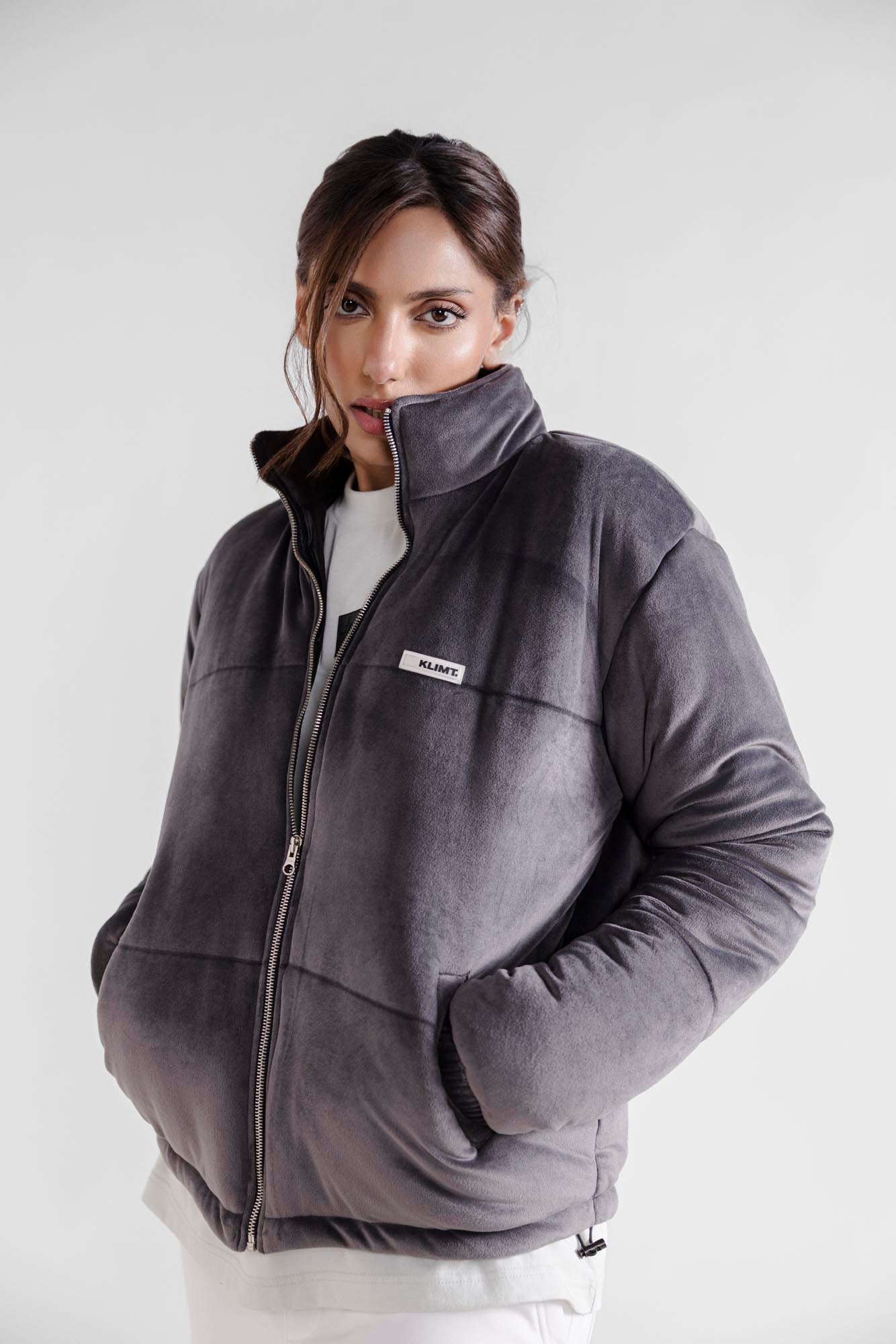 Velour Puffer Jacket