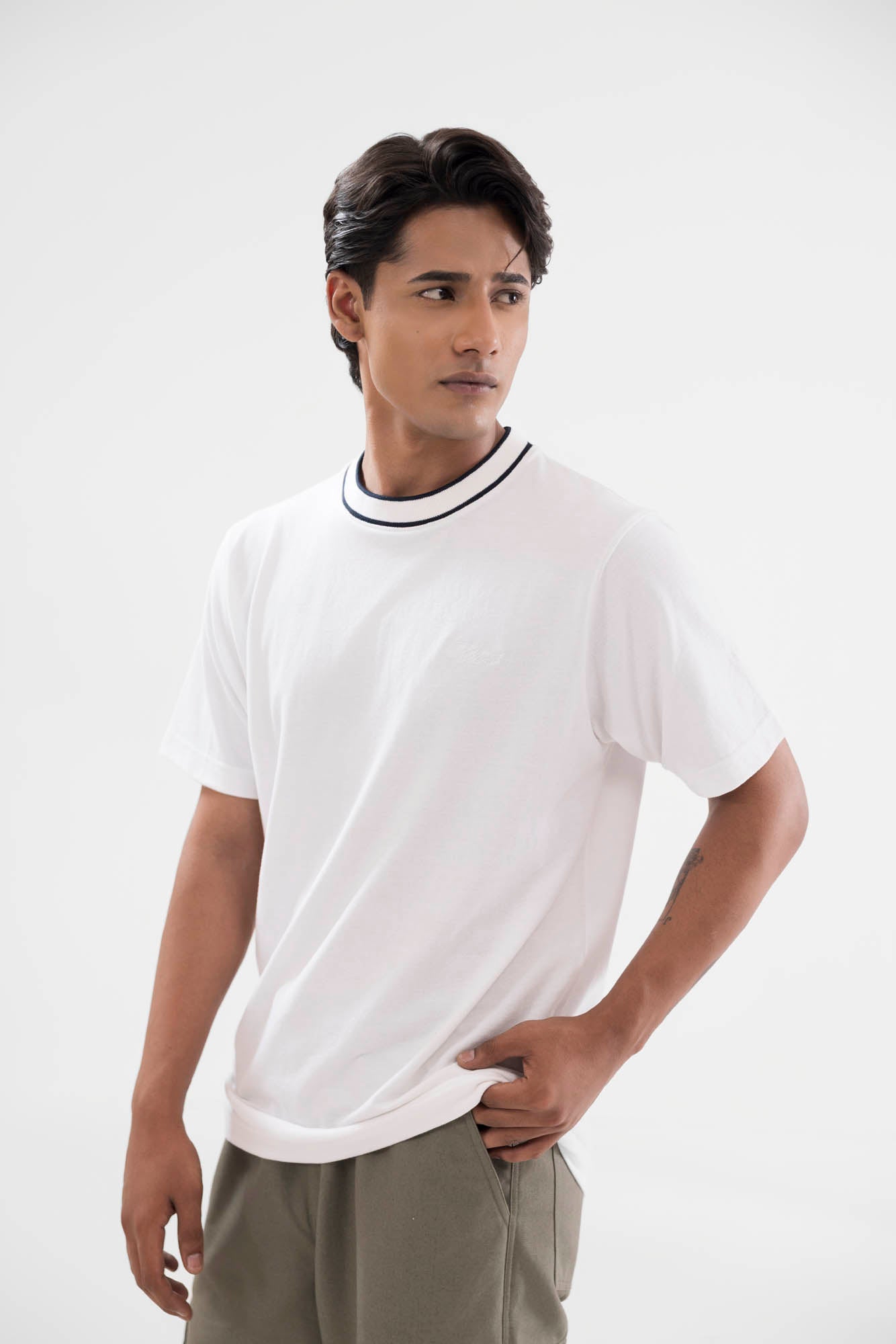 Stripe Collar Essential Tshirt - 3 Colours