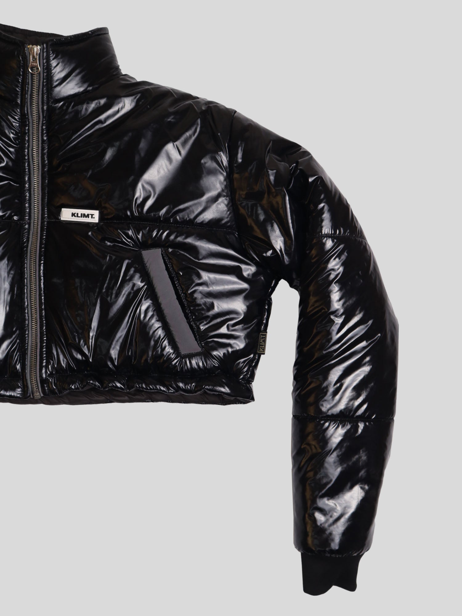Cropped Vinyl Puffer Jacket