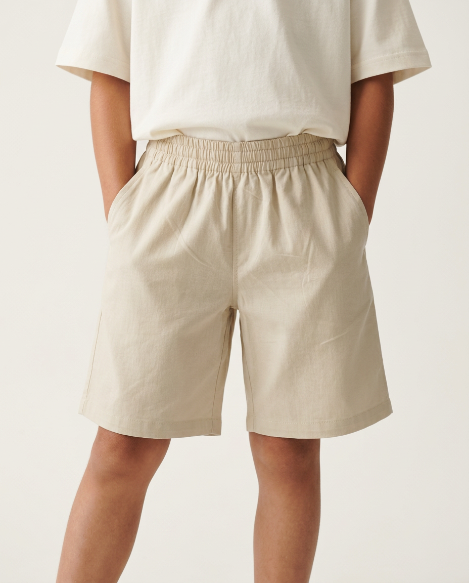 Beige Linen Shorts - Kids