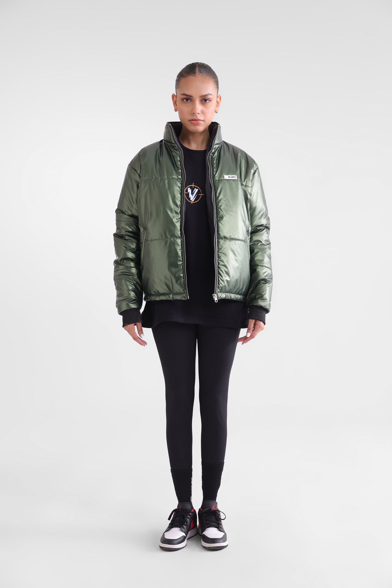 Green Metallic Puffer Jacket