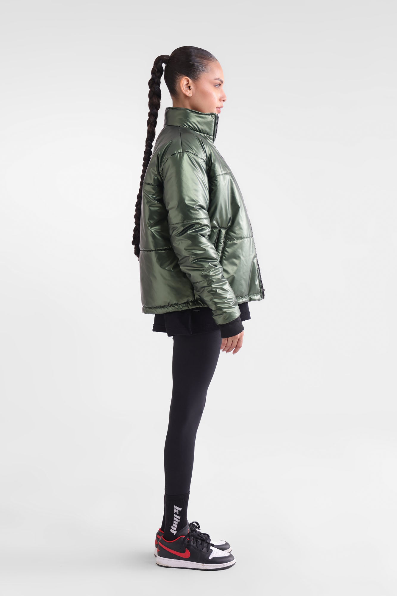 Green Metallic Puffer Jacket