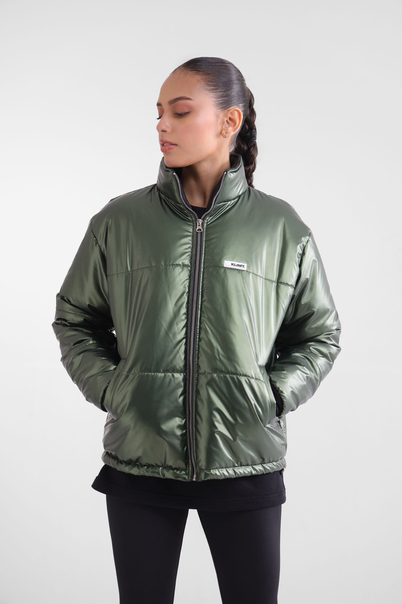 Green Metallic Puffer Jacket