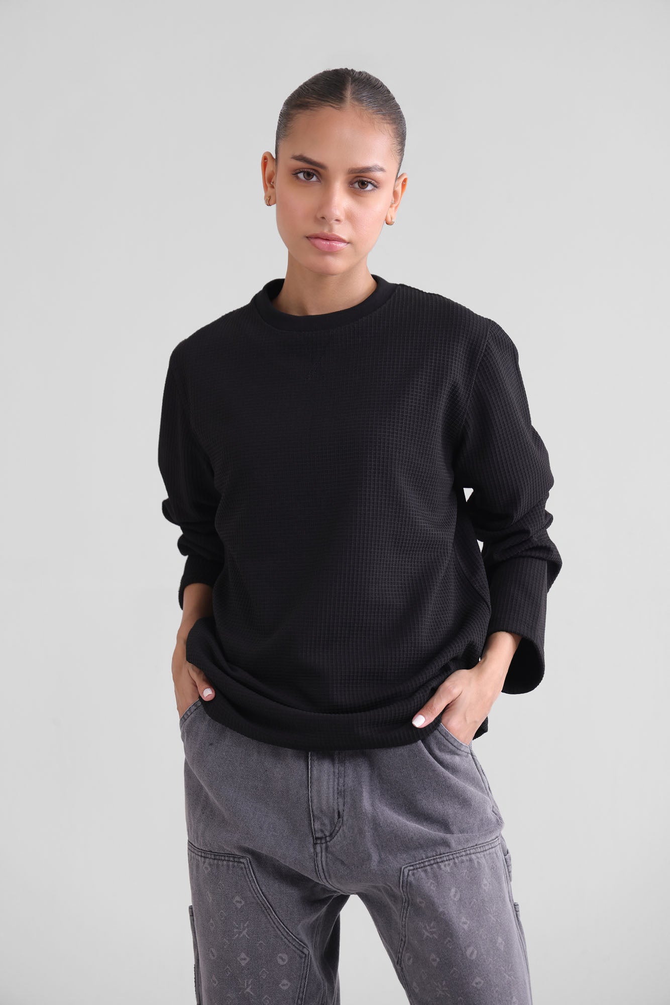 Waffle Knit Sweatshirt - 2 Colours