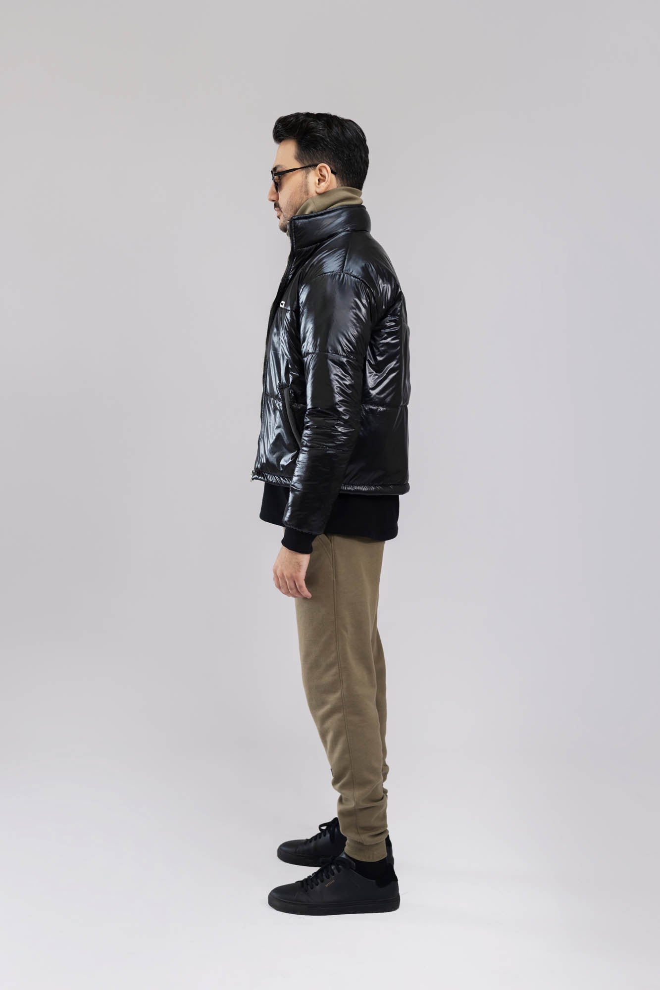 Black Vinyl Puffer Jacket