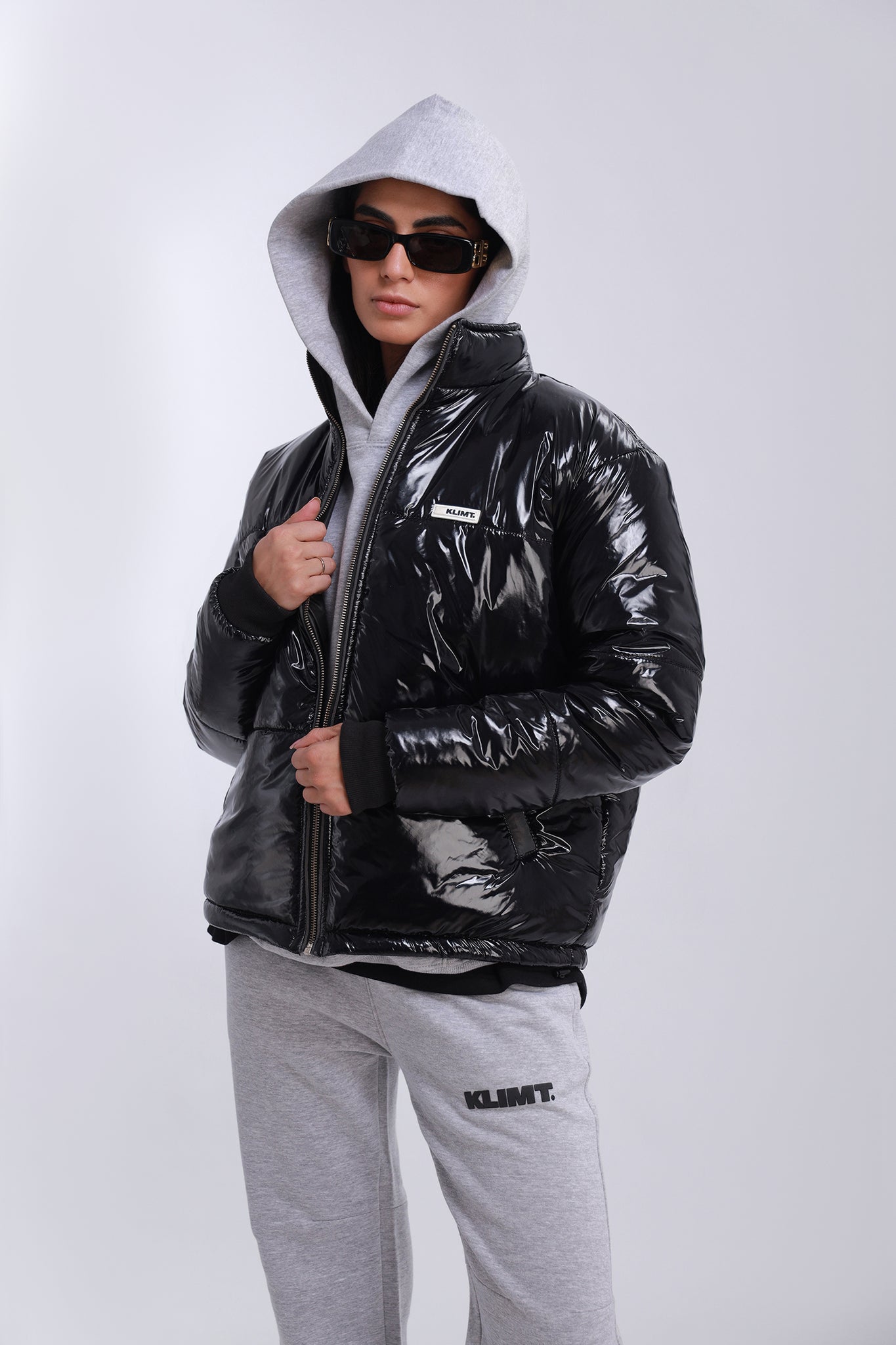 Black Vinyl Puffer Jacket